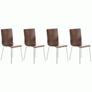 CLP Lot de 4 chaises visiteur Pepe en bois Noyer - marron Bois manufacturé 1526789103 CLP Lot de 4 chaises visiteur Pepe en bois Noyer - marron Bois manufacturé 1526789103