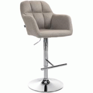 CLP Tabouret de bar Natoma Tissu Taupe/Métal chromé - gris textile 322945 CLP Tabouret de bar Natoma Tissu Taupe/Métal chromé - gris textile 322945