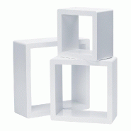 Cubes blanc laqué - 17x17cm, 22x22cm, 27x27cm - Lot de 3