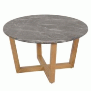 Décoshop26 - Table basse table d'appoint en bois et HPL diamètre 80 cm aspect marbre/pierre cadre clair 04_0008463 - 3000262576500 Décoshop26 - Table basse table d'appoint en bois et HPL diamètre 80 cm aspect marbre/pierre cadre clair 04_0008463 - 3000262576500