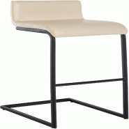 Décoshop26 - Tabouret de bar x1 design minimaliste assise en PVC crème piètement en U métal noir repose-pieds 10_0006083 - beige métal 3000265381262