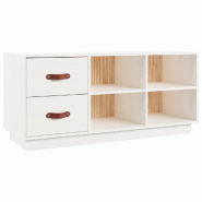 Helloshop26 - Banc à chaussures bottes commode étagère meuble entrée rangement 100 x 34 x 45 cm bois de pin massif blanc 02_0022875 - blanc Bois m