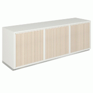 Meuble Vertigo T01 2 portes 2 tiroirs MDF naturel et blanc 180x47x60 cm