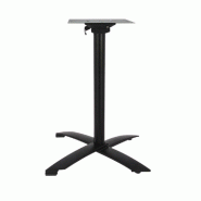 Piètement pliant Ugine Ht73 en alu noir p. Table extérieure 70x70, Ø70cm maxi