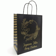 Sac kraft Couronne noir et or 26+12X32 cm - par 50