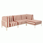 Salon de jardin bas modulable rayé 4 places terracotta - rouge aluminium 115917