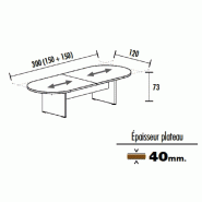 Table de réunion ovale TAK avec top access - Mobel Linea - Acacia clair, 300_0