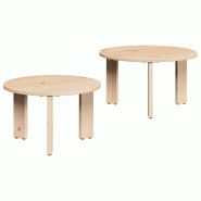 VidaXL Table basse 2 pcs Naturel Bois de pin massif Modèle Terra Métal - 873559