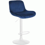 CLP Tabouret de bar Solon blanc Bleu/Velours - bleu textile 326118 CLP Tabouret de bar Solon blanc Bleu/Velours - bleu textile 326118
