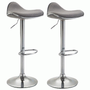 Décoshop26 - Lot de 2 tabourets de bar en tissu gris pieds métal chromé pivotant et hauteur réglable 10_0000821 - gris 3000732969603