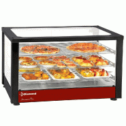 Diamond - Vitrine chauffante ventilée, 3 niveaux, panoramique (Noire) professionnel – HSD3-B2 - noir AKS-HSD3-B2