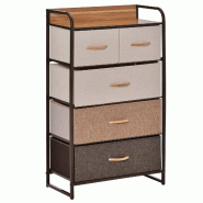 Helloshop26 - Commode de rangement 58 x 29 x 99 cm 5 tiroirs pliables anti basculement style contemporain épuré en polyester gris 21_0001486 - gris