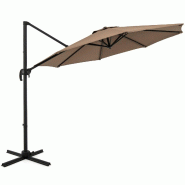 Helloshop26 - Parasol rond cantilever 308 x 248 cm 5 inclinaisons réglables rotation à 360° style design en polyester marron 20_0013004 - marron al