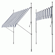 Helloshop26 - Store banne téléscopique acier polyester 350 x 120 x 200-300 cm bleu foncé blanc 03_0008338 - bleu acier 3001927047762