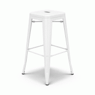 Kosmi Tabouret de bar en métal blanc mat style industriel - Hauteur 76 cm - blanc métal 3760301699125