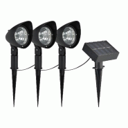 Lot de 3 spots solaires déportés à piquer (15lm) - noir