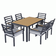 Merax ensemble repas de jardin, 6 personnes, gris - gris multi-matériau N634P0049G