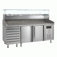Meuble à pizza 2 portes avec module pour garniture PT1310 + VK38-200 Inox TEFCOLD
