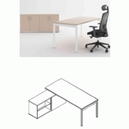 OGI Y / BUREAU 160 CM AVEC DESSERTE CHÊNE CANADIEN OGI Y / BUREAU 160 CM AVEC DESSERTE CHÊNE CANADIEN