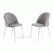 RATTATAN Lot de 2 chaises en velours d’intérieur, rembourrées, pieds en métal, design élégant pour cuisine, salle à manger, restaurant –Gris RATTATAN Lot de 2 chaises en velours d’intérieur, rembourrées, pieds en métal, design élégant pour cuisine, salle à manger, restaurant –Gris