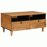 VidaXL Table basse Marron Clair 80 x 54 x 40 cm Bois d'acacia massif Modèle Sirius Cuisine - 4018093