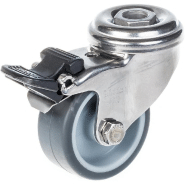 Roue 50mm 2" en acier inoxydable caoutchouc gris, pivotante avec frein, 40kg Roue 50mm 2" en acier inoxydable caoutchouc gris, pivotante avec frein, 40kg