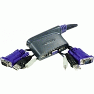 Aten cs62us mini kvm 2 uc vga/usb + audio câbles intégrés 52200