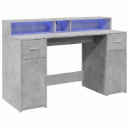 Bureau et lumières LED gris béton 140x55x91cm bois d'ingénierie Modèle Atlas Office Pro Industriel - 8721158402585 Bureau et lumières LED gris béton 140x55x91cm bois d'ingénierie Modèle Atlas Office Pro Industriel - 8721158402585