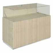 Comptoir vitrine fond bois Vertigo T01 MDF naturel et érable 120x60x93cm