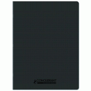 CONQUERANT Lot de 10 Cahier Classique PP piqué 24x32, 96p./48 feuilles 90g/m², Séyès, coloris noir - 3020120225821