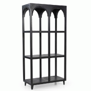 Etagère haute Chester Black bois noir mouluré 90x40x175cm