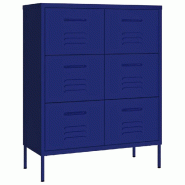 Helloshop26 - Armoire à tiroirs rangement 80 x 35 x 101 cm 6 tiroirs glissières en acier bleu marine 02_0046836 - bleu acier 3000234454133