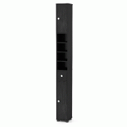 Helloshop26 - Armoire de rangement étroite 20 x 20 x 180 cm avec étagères ajustables design moderne en MDF noir 20_0015573 - noir Bois manufacturé