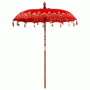 Helloshop26 - Parasol balinais rond jardin 185 x 185 x 260 cm décoration élégante ambiance tropicale en coton rouge 02_0058819 - rouge Bambou 30002_0