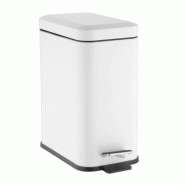 Poubelle de salle de bain blanche 5 Litres en acier, SLIM