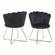 SalesFever Chaise coque en velours | Ensemble de 2 | Pieds chromés couleur or | L 69,5 x P 66 x H 85 cm | noir - multicolore multi-matériau 369289 SalesFever Chaise coque en velours | Ensemble de 2 | Pieds chromés couleur or | L 69,5 x P 66 x H 85 cm | noir - multicolore multi-matériau 369289