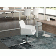 Siège de réunion Cape en simili-cuir avec piètement 4 branches en aluminium brillant Siège de réunion Cape en simili-cuir avec piètement 4 branches en aluminium brillant