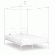 VidaXL Cadre de lit sans matelas avec baldaquin blanc 140x200 cm métal Modèle Ovelion - 284471
