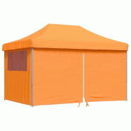 VidaXL Tente de réception pliable escamotable avec 4 parois latérales Modèle AbriSquare 334 - orange 4004977