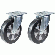 152mm 6" roulette caoutchouc noir pivotante capacité 660kg, set de 2 152mm 6" roulette caoutchouc noir pivotante capacité 660kg, set de 2