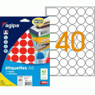 400 étiquettes rouges multi-usage, diamètre 24 mm (10 feuilles A5 / cdt) - 3270241143232