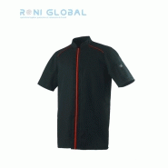 Veste de cuisine unisexe manches courtes - polyester et coton - col officier et 1 poche - APPOLLO MC ROBUR_0