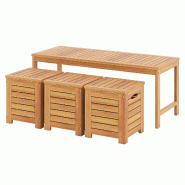COSTWAY Banc jardin bois avec 3 boîtes de rangement, banc balcon 2 places résistant, 115×45×46 cm - marron Bois manufacturé VH35573