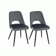 COSTWAY Lot de 2 chaises de salle à manger, chaises rembourrées, chaises de salle à manger avec dossier et pieds en métal - gris métal WO79446SD-4