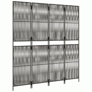 Décoshop26 - Paravent séparateur de pièce cloison 4 panneaux en résine tressée gris et acier DEC030867 - gris 3000258166050