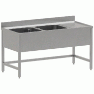 Diamond - Plonge inox ECO 2 cuves égouttoir droite, sans sous-tablette inférieure - réf. WR-E1C2-DD6 - inox AKS-WR-E1C2-DD6 Diamond - Plonge inox ECO 2 cuves égouttoir droite, sans sous-tablette inférieure - réf. WR-E1C2-DD6 - inox AKS-WR-E1C2-DD6