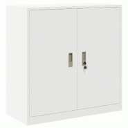 Helloshop26 - Armoire de rangement moderne design industriel 90 x 40 x 90 cm avec portes verrouillables en acier blanc 02_0054820 - blanc acier 300023