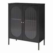 Helloshop26 - Buffet commode meuble de rangement salon entré chambre acier verre 102 x 80 x 40 cm noir 03_0009027 - 3000224475179