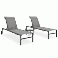 Helloshop26 - Lot de 2 transats chaise longue bain de soleil lit de jardin terrasse meuble d'extérieur avec table textilène et acier 02_0012136 - 30 Helloshop26 - Lot de 2 transats chaise longue bain de soleil lit de jardin terrasse meuble d'extérieur avec table textilène et acier 02_0012136 - 30