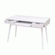 Mendler Bureau HWC-A70b, Table de bureau Ordinateur, MDF 120x55cm ~ blanc - blanc Bois massif 73888